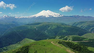 Mount Elbrus and hills Caucasus mountains