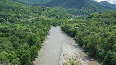 Belaya river in Caucasus mountains