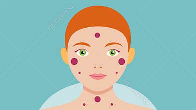 Skin Map A maplike depiction of a face with highlighted areas of hyperpigmentation gradually disappearing as exosomes