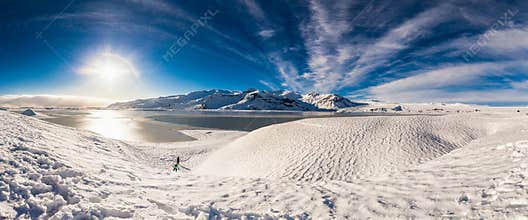 Panoramic Winter Landscape with Snowy Scenery