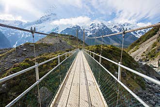 Bridge to the monthain in Mt. Cook National Park
