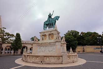 Statue of St. Stephen I (I. Szent ,Istvan szobra) at Fisherman\'s Bastion (Halaszbastya)