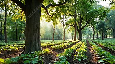 Lush green garden sunlight, peaceful backyard oasis, nature serenity stock footage generative AI