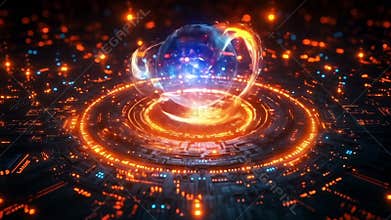 Exploring quantum superposition and entanglement in a futuristic visualization. Generative AI