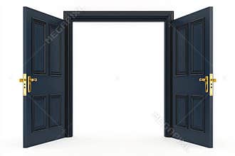 The design concept features open and closed home door elements, isolated on a transparent PNG background.