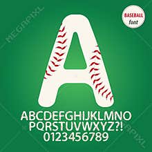 Baseball Ball Alphabet and Digit Vector
