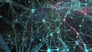 Neural network showing connections and data transferring
