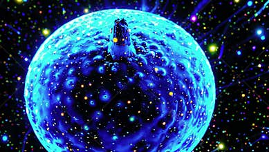 Energy surges on the blue sci-fi planet
