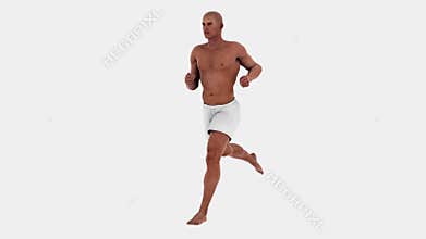 Young fit active man running with shorts with alpha mask