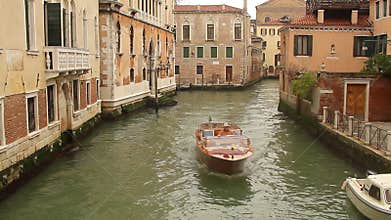 Motor boat on small canal