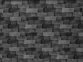 black and white photo of natural stone wallpaper on the outside wall