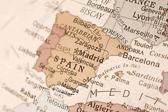 Spain on a globe
