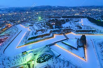 Goryokaku at dusk in Hakodate, Hokkaido
