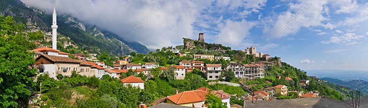 Scene with Kruja castle near Tirana, Albania