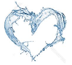 Heart from water splash with bubbles