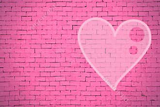 Brick wall graffiti heart, valentines day background