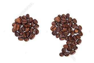 Point and comma marks made with coffee beans