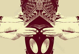 Funky female dj mirrored pattern