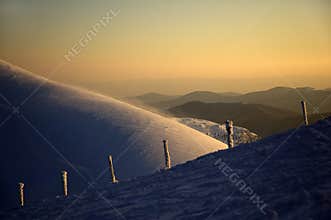 Sunset in the Carpathian mountains