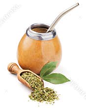 Scoop with dry mate tea and calabash