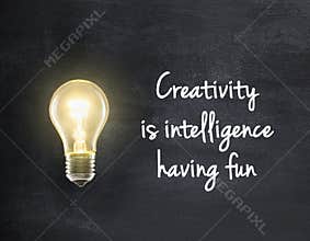 Light bulb with creativity quote