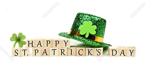 Happy St Patricks Day message with decor