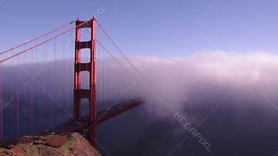 Golden gate in fog