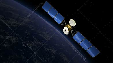 Satellite over Earth, view 3