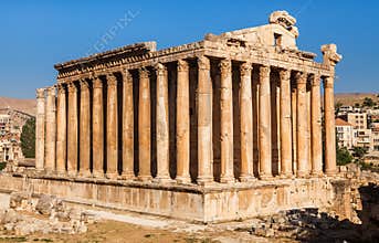 Temple of Bacchus in Baalbek ancient Roman ruins, Beqaa Valley of Lebanon