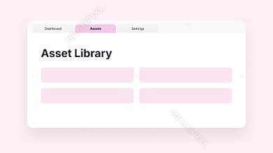 Modern Design System Interface with Asset Library and Settings Menu