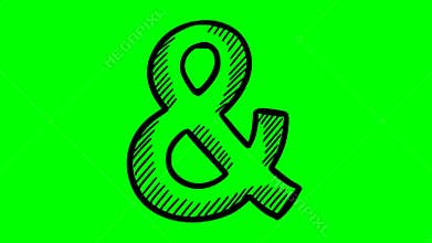 black fill hand drawn style ampersand and symbol animation