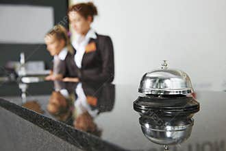 Hotel reception with bell