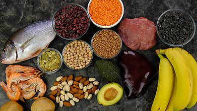 Foods that contain vitamin B6. Selective focus.