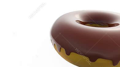 A 3d animation of spinning glossy chocolate-glazed donut