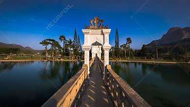Historic Palace Bridge With Mountain Backdrop