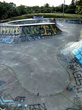 Skateboard park with graffiti