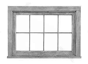 Old wooden window frame isolated.