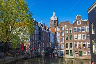 Oudezijds Voorburgwal canal, Amsterdam, Netherlands