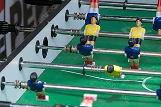Table Football Players On Classic Football Game Table