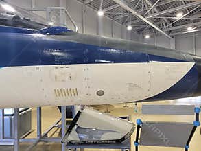 Closeup of the nose of a T-2 trainer