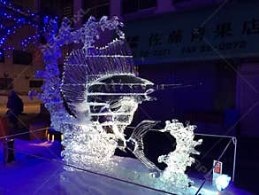 Ice sculpture during Hokkaido Snow Festival at Asahikawa, Japan