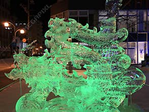 Ornate ice sculpture of a dragon at Asahikawa, Japan