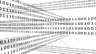 Binary code grid on white background