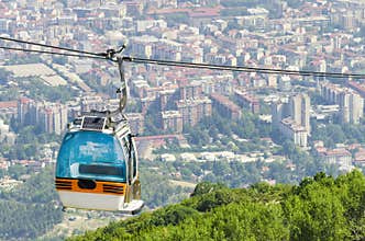 Cable car and city of Skopje, Macedonia