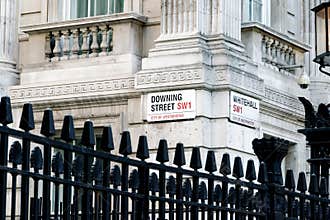 Downing Street's sign in Westminster