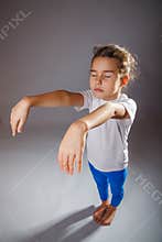 Baby girl asleep standing lunatic walks in his