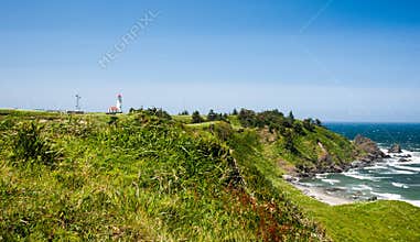 Cape Blanco Lighthouse and rocky coastline