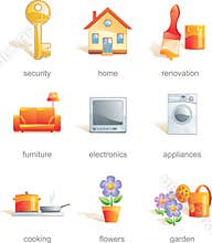 Icon set, home related items