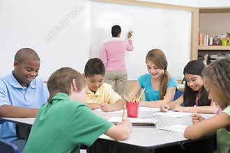 Elementary school clasroom with teacher