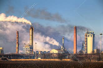 Factory with air pollution